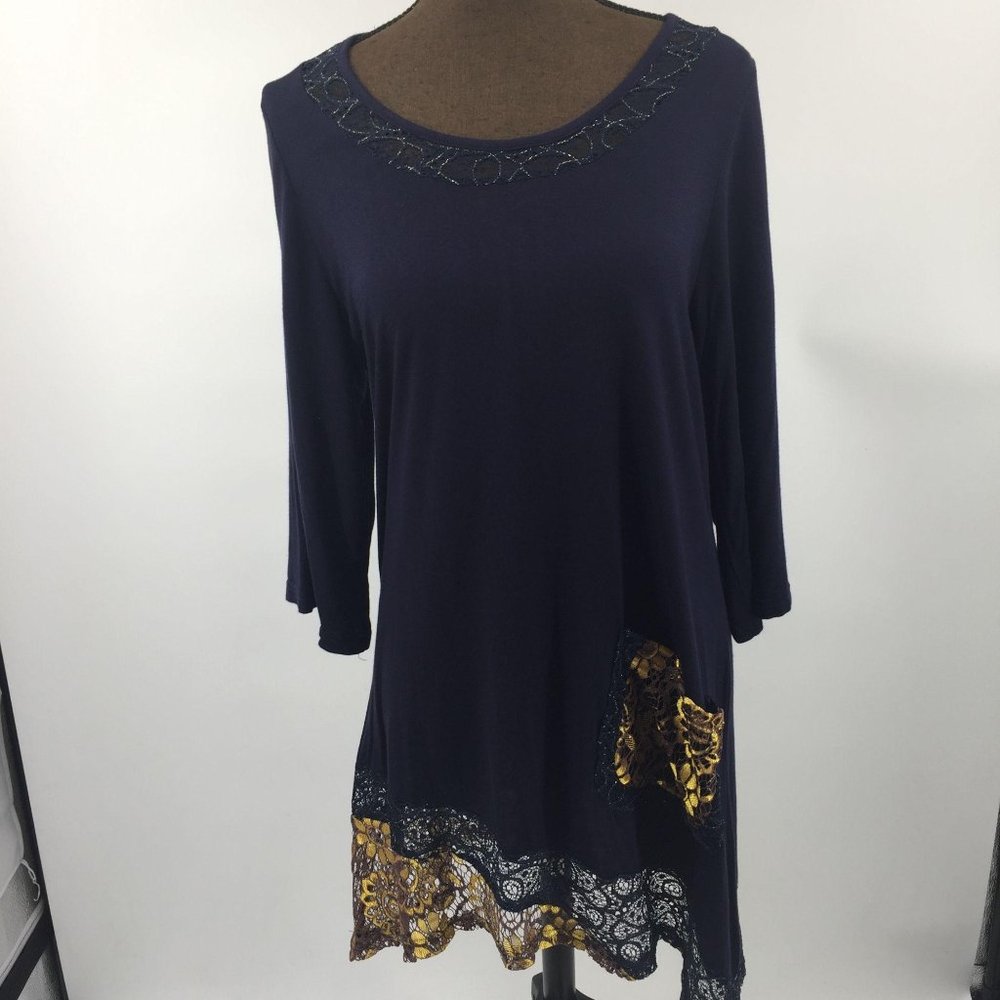 Aster Lace-Contrast Pocket Tunic Dress